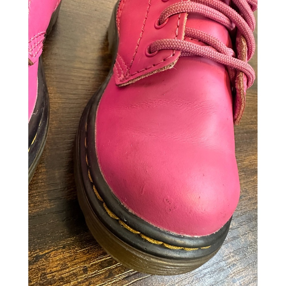 Dr Martens Delaney Hot Pink Leather Kids Boots Side Zip US 9 Toddler 31285 - Picture 8 of 16